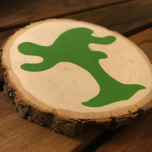 Green Cypress acrylic on 3" pine wood round 2016