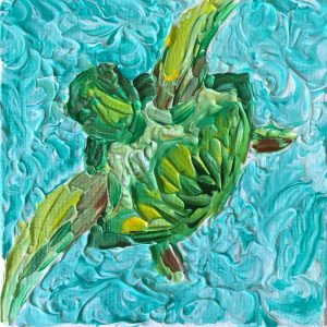 Green Sea Turtle acrylic on 3"x3" canvas panel 2016